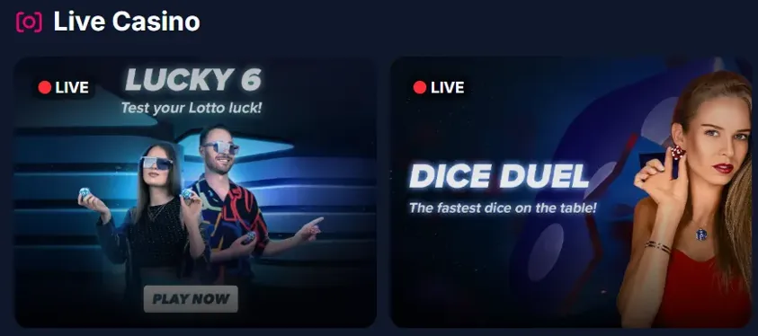 Lukkly canlı casino: Lucky 6 ve Dice Duel